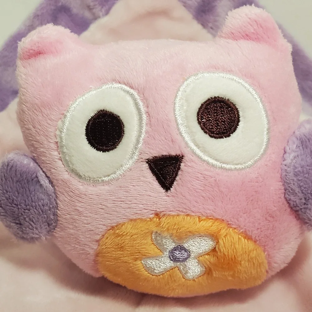 BananaFish Studio Pink Purple Owl Baby Lovey Velour Soft Security Blanket - Picture 9 of 16